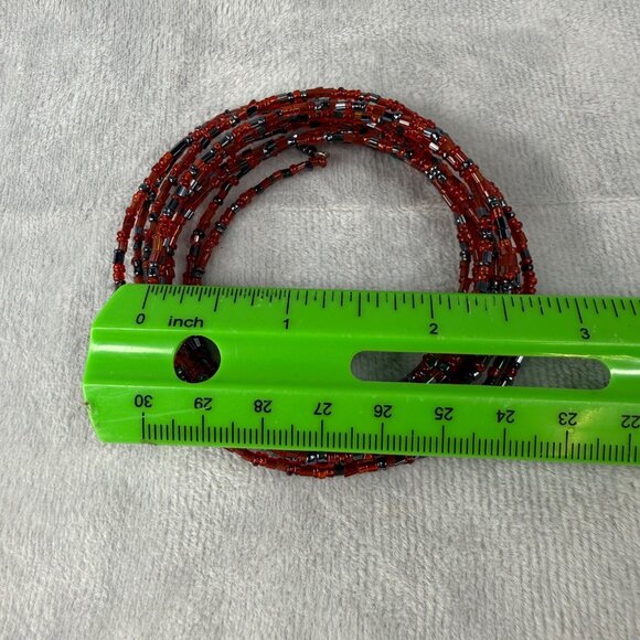 Red & Black Beaded Memory Wire Bracelet Jewelry Women Adjustable Wrap Design - Picture 8 of 11